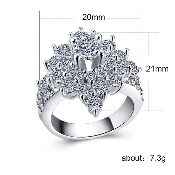 💎Generous Vintage Zircon Silver Luxury Flower Rings for Women, INDN8094 - Picture 10 of 15